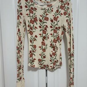 Free People Floral Long Sleeve Top